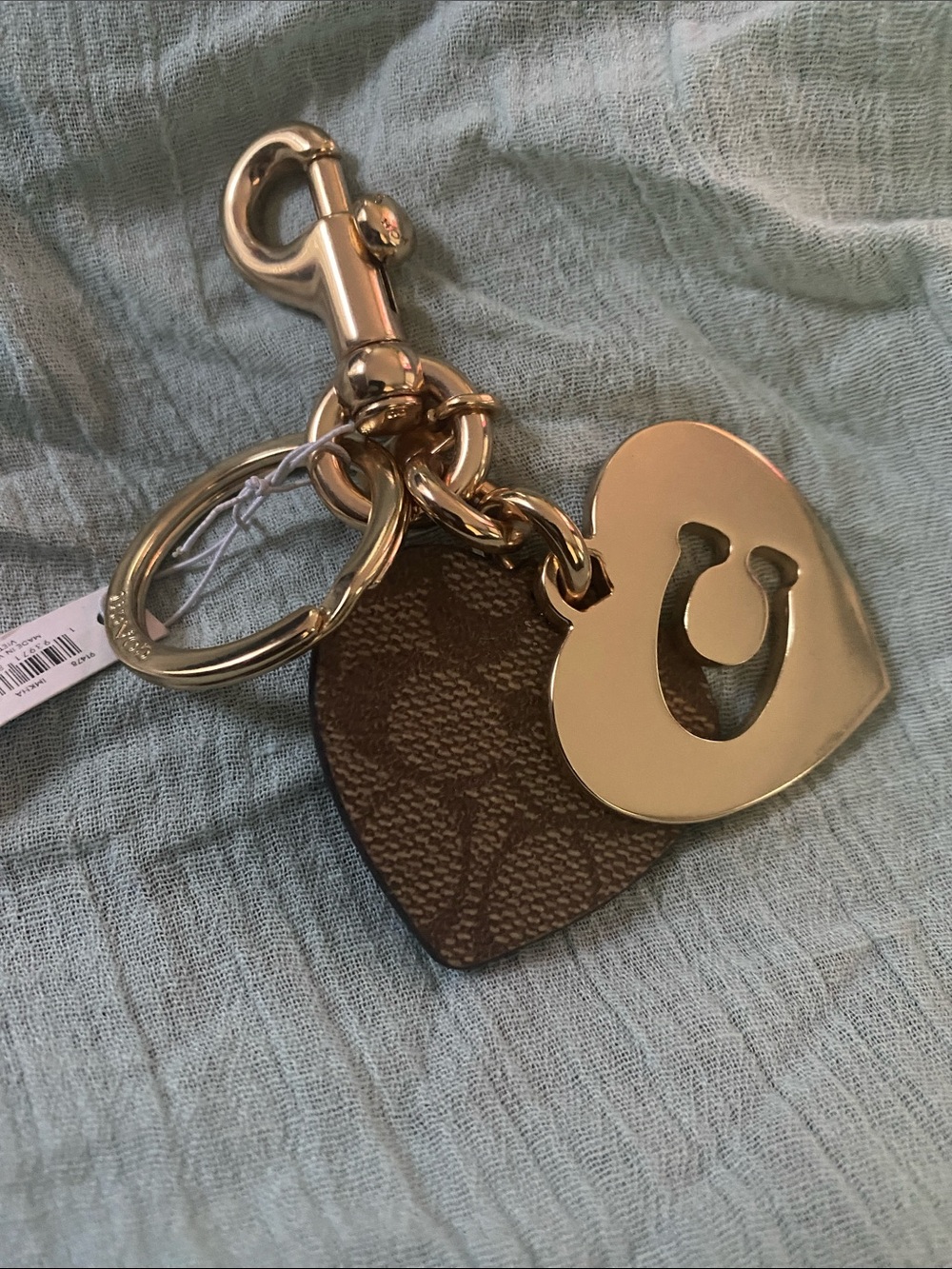 Coach Signature Heart Bag Charm in Coated Canvas